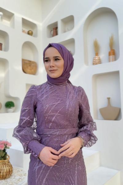 (1139 Balık) Simli Güpürlü  Lila