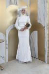(1139 Balık) Simli Güpürlü  Vizon Beyaz