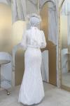 (1139 Balık) Simli Güpürlü  Vizon Beyaz