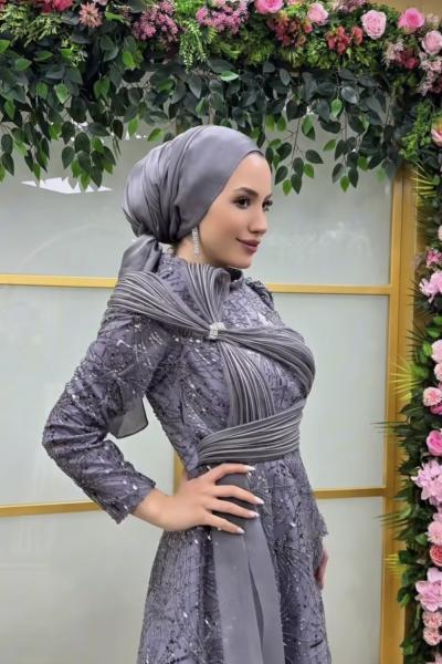 (5097) Kabarık Abiye  Gri