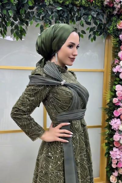(5097) Kabarık Abiye  Haki