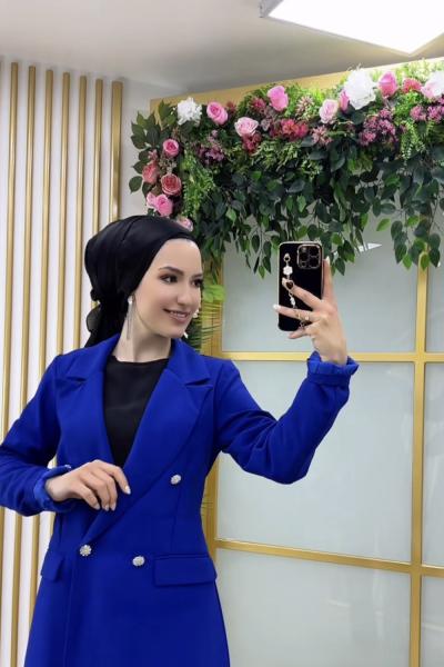 Asell Pantolon Ceket Takım Saks Mavisi