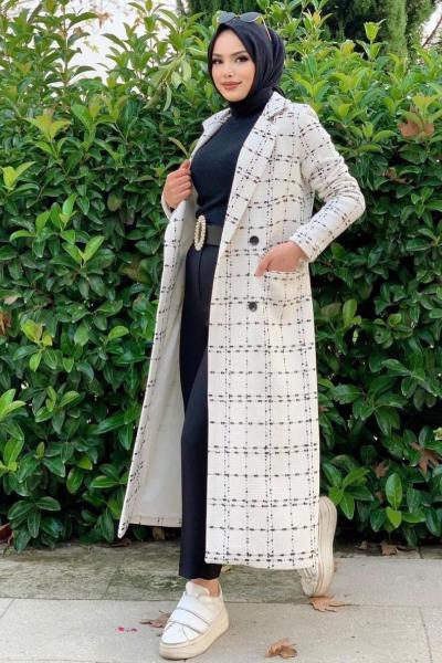 Beyaz-siyah tüvit ceket 2 Beyaz Siyah