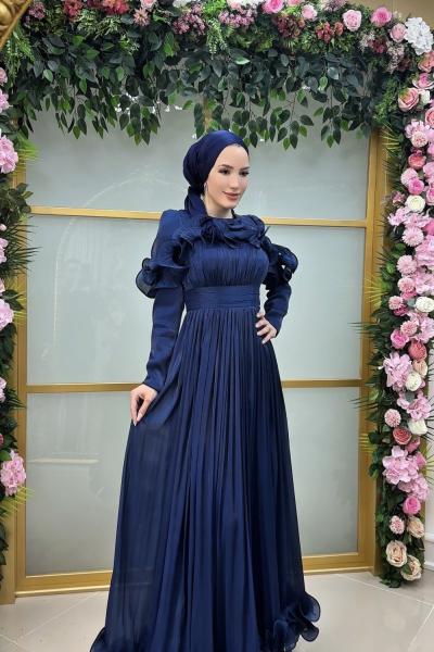 Çiçek abiye Lacivert