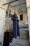 Düz İncili Abaya Takım  Lacivert
