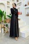 Düz İncili Abaya Takım  Siyah