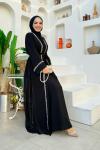 Düz İncili Abaya Takım  Siyah