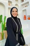 Düz İncili Abaya Takım  Siyah