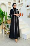 Düz İncili Abaya Takım  Siyah
