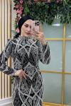 Filiz Beyaz Boncuk İşlemeli  Siyah