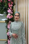 Filiz Beyaz Boncuk İşlemeli  Su Yeşili