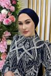 Filiz Beyaz Boncuk İşlemeli  Lacivert