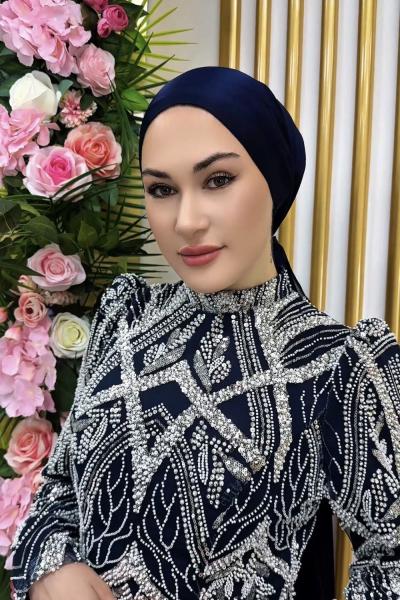 Filiz Beyaz Boncuk İşlemeli  Lacivert