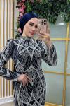 Filiz Beyaz Boncuk İşlemeli  Lacivert