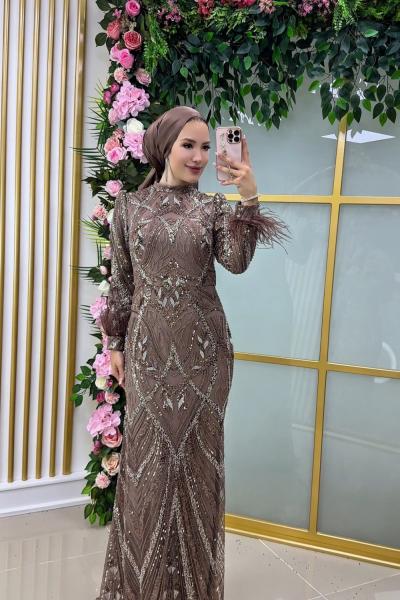 Filiz Özel Tasarım Abiye  Vizon