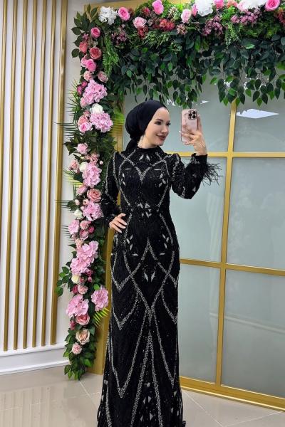Filiz Özel Tasarım Abiye  Siyah Taş