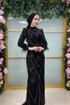 Filiz Püsküllü Özel Tasarım Abiye  SİYAH GRİ