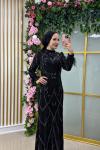 Filiz Püsküllü Özel Tasarım Abiye  SİYAH GRİ