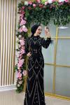 Filiz Püsküllü Özel Tasarım Abiye  SİYAH GÜMÜŞ