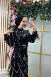 Filiz Püsküllü Özel Tasarım Abiye  SİYAH GÜMÜŞ