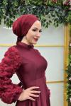 Gül Saten Abiye Bordo