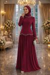 İnci abiye Bordo