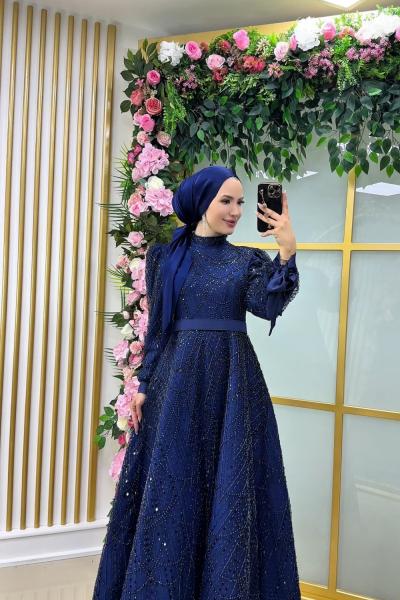 Kabarık Prenses Abiye  Lacivert