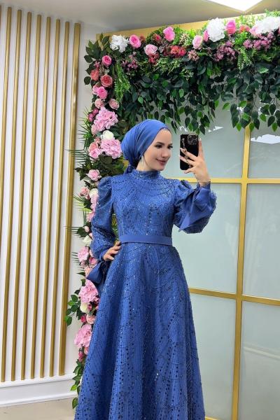 Kabarık Prenses Abiye  İndigo