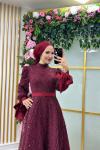Kabarık Prenses Abiye  Bordo