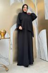 Kendinden eşarplı namaz elbisesi Siyah