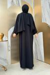 Kendinden eşarplı namaz elbisesi Siyah