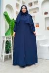 Kendinden eşarplı namaz elbisesi Lacivert