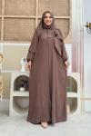 Kendinden eşarplı namaz elbisesi Kahverengi