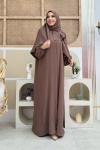 Kendinden eşarplı namaz elbisesi Kahverengi