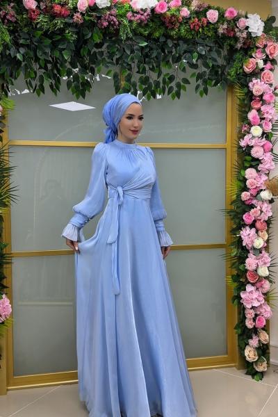 Kolu Taşlı Suzan Abiye  Bebe Mavisi