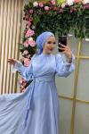Kolu Taşlı Suzan Abiye  Bebe Mavisi