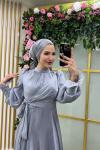 Kolu Taşlı Suzan Abiye  Gri