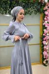 Kolu Taşlı Suzan Abiye  Gri