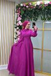 Kolu Taşlı Suzan Abiye  Fuşya
