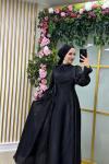 Kolu Taşlı Suzan Abiye  Siyah