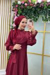 Kolu Taşlı Suzan Abiye  Bordo