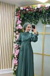Kolu Taşlı Suzan Abiye  Mint Yeşili