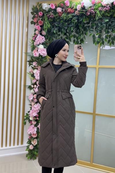 modaperfect combo kumaş kaban 120 cm kod:25804 Kahverengi