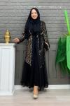 Pullu Payet Abaya Takım  Gold