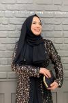 Pullu Payet Abaya Takım  Gold