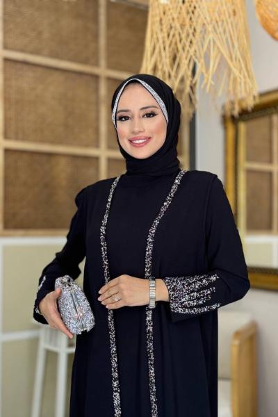 Şeritli Şifon Şal Siyah