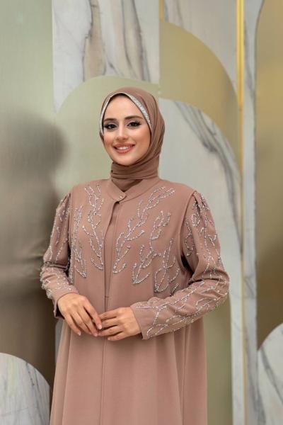 Şeritli Şifon Şal Vizon