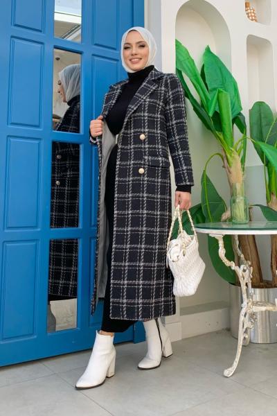 siyah-beyaz tüvit ceket Siyah