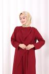toka detaylı tunik pantolon takım Bordo