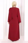 toka detaylı tunik pantolon takım Bordo